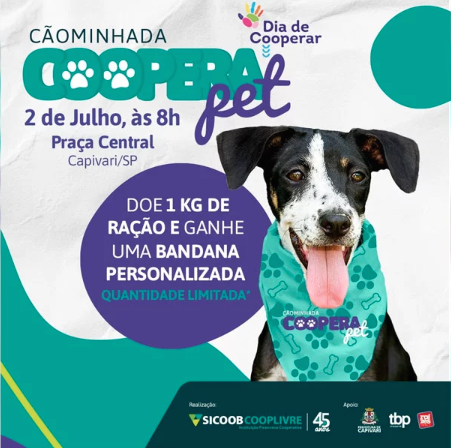 1° Coopera Pet Pedal e Cãominhada Solidária começa nesse domingo em Capivari, com apoio do Sicoob Cooplivre